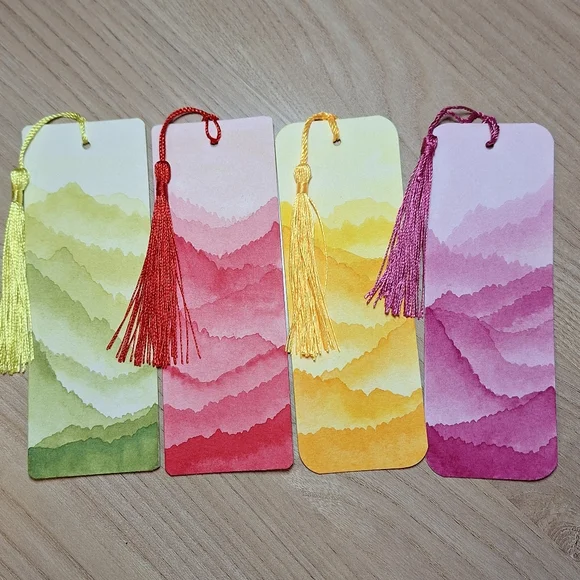 Hand-painted Abstract Landscape Bookmarks - Set of 4 (NWOT) - Picture 3 of 7